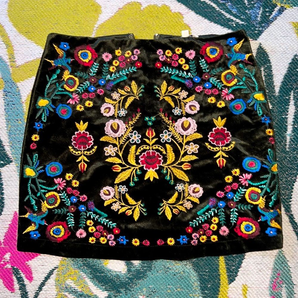Velvet Embroidered Skirt